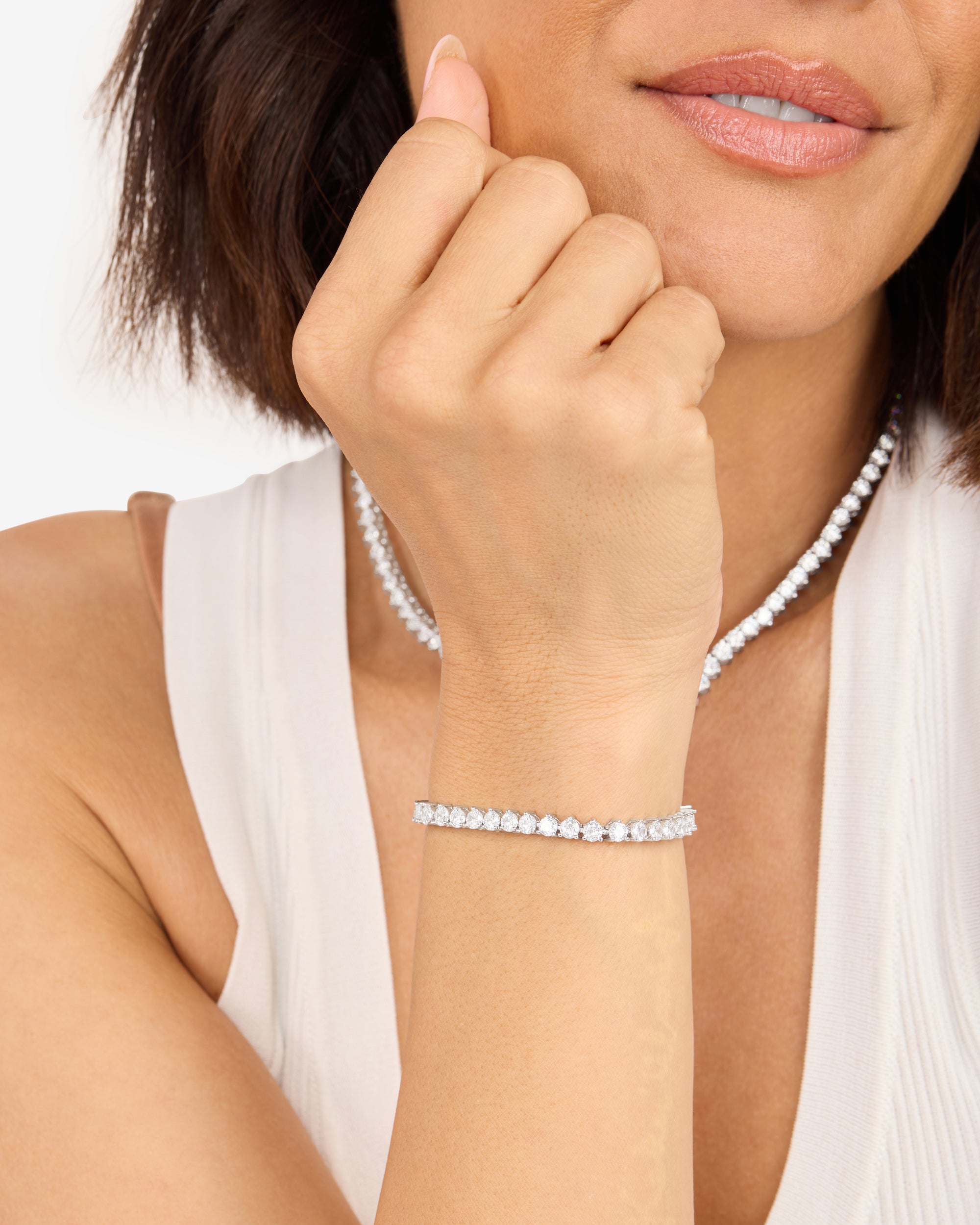 Mama Not Your Basic Tennis Bracelet - Silver|White Diamondettes