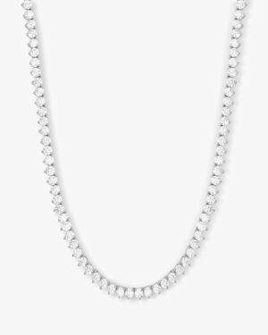 Mama Not Your Basic Tennis Necklace 16" - Silver|White Diamondettes