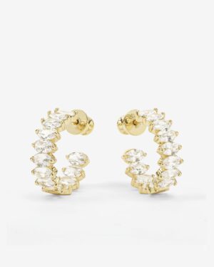 Baby "She's So Fine" Hoops .75" - Gold|White Diamondettes