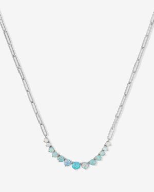 Not Your Basic Graduated Ombré Samantha Tennis Necklace - Silver|Blue Opal Ombré