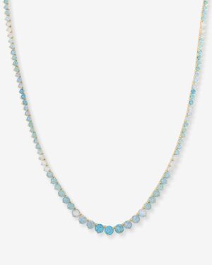 Not Your Basic Graduated Ombré Tennis Necklace - Gold|Blue Opal Ombré
