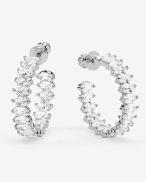 Baby "She's So Fine" Hoops 1" - Silver|white Diamondettes