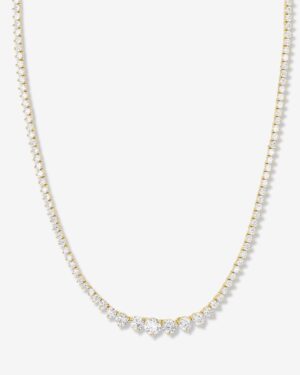 Not Your Basic Graduated Tennis Necklace - Gold|White Diamondettes