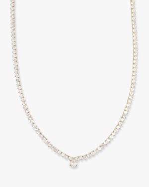 Not Your Basic Teardop Tennis Necklace - Gold|White Diamondettes