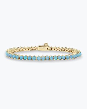 Not Your Basic Tennis Bracelet - Gold|Blue Opal