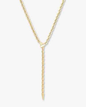 Serpent Lariat Necklace - Gold