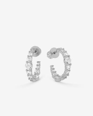 "Oh She Fancy" Graduated Hoops .75" - Silver|White Diamondettes