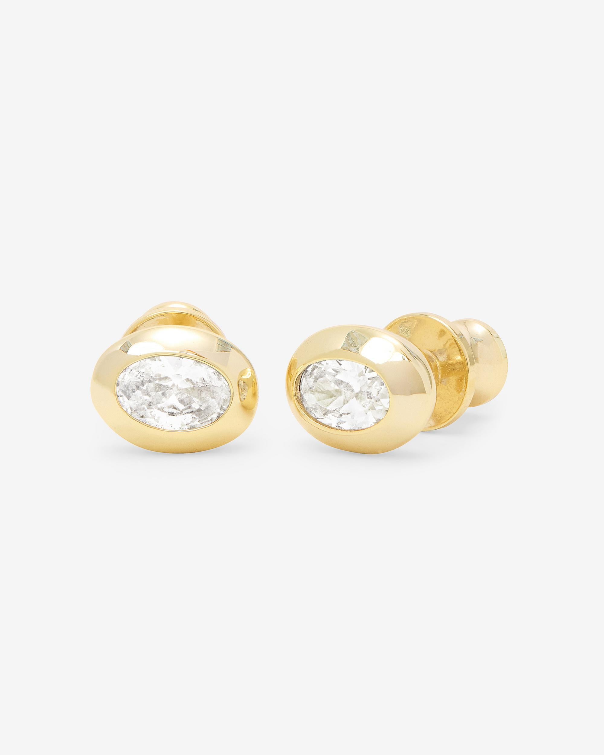 She's a Boss Studs 6mm - Gold|White Diamondettes