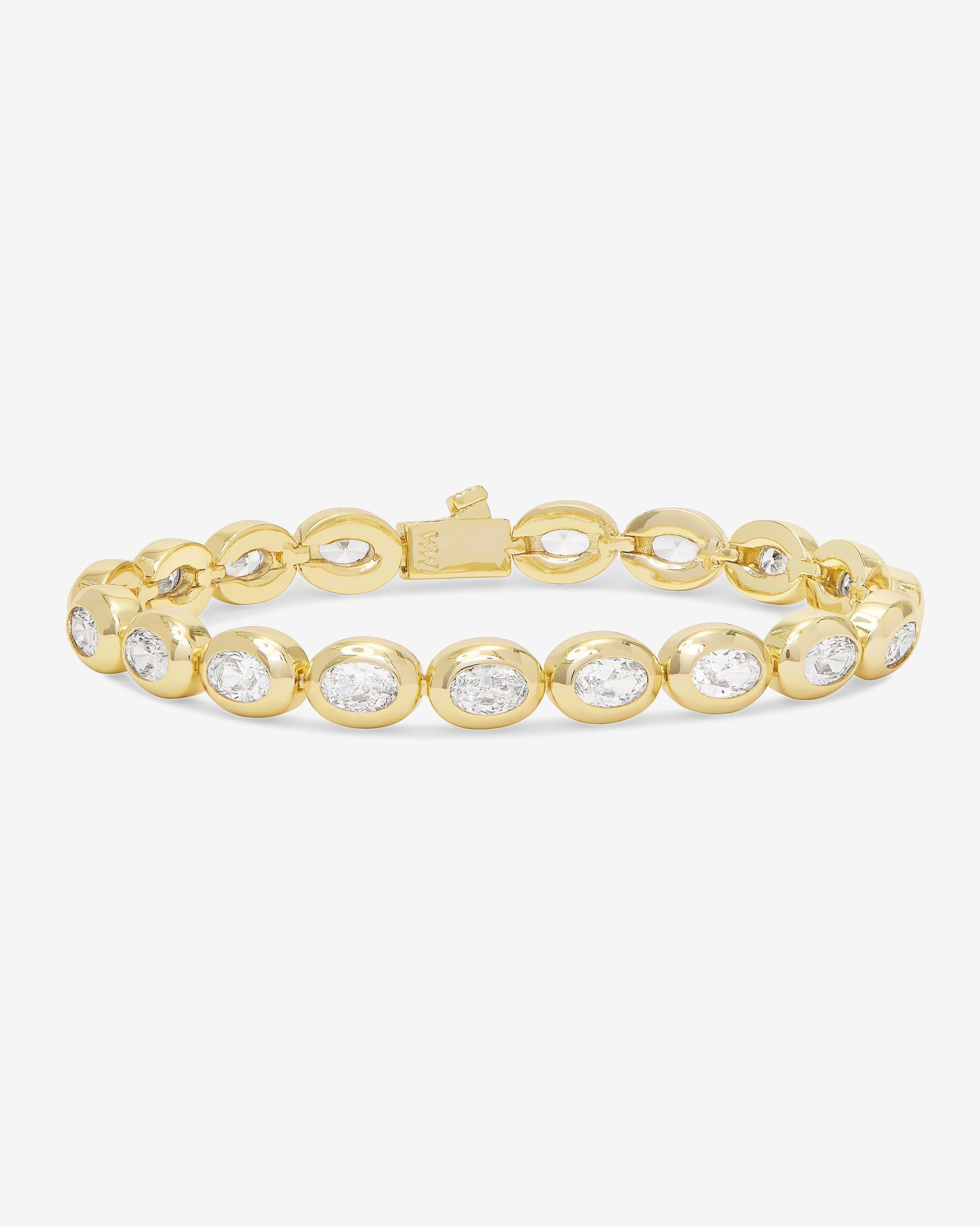 She's a Boss Tennis Bracelet - Gold|White Diamondettes