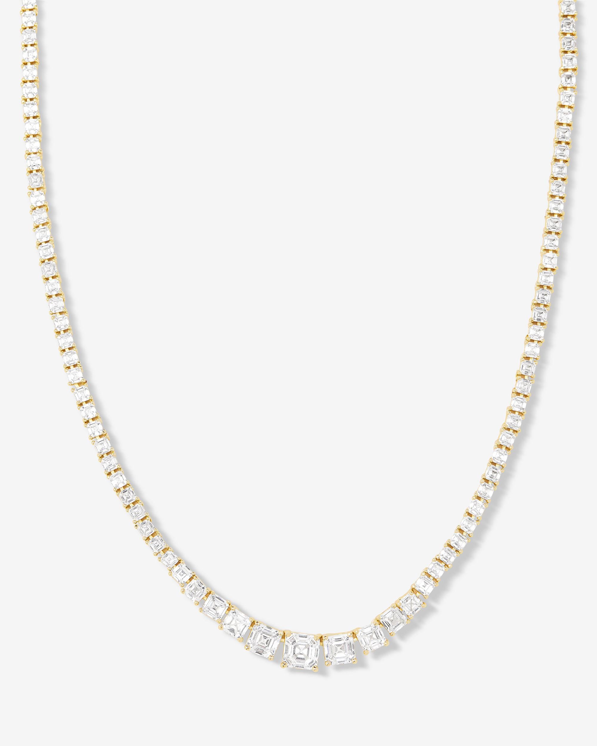 The Queen's Graduated Tennis Necklace - Gold|White Diamondettes