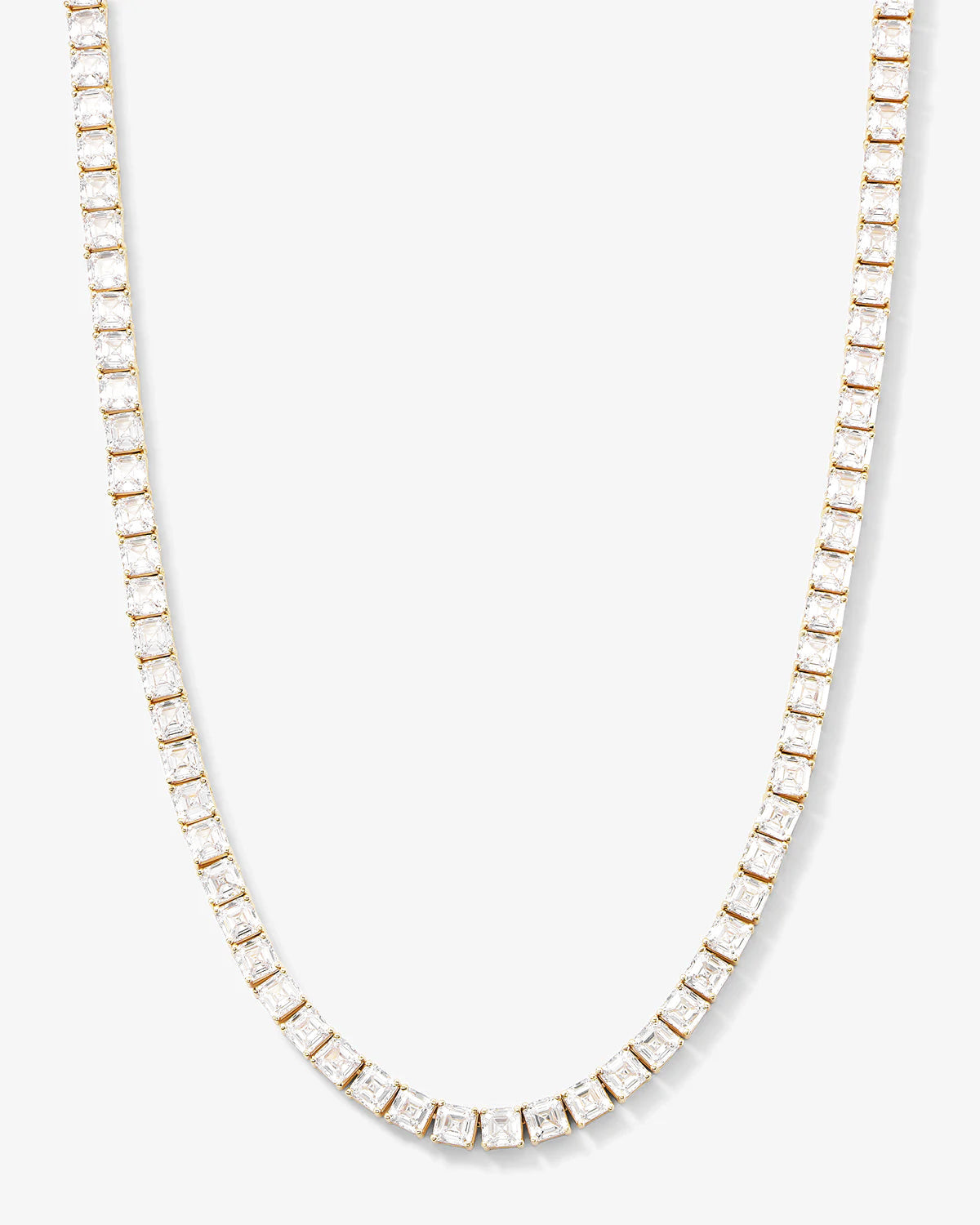 The Queen's Tennis Necklace 18" - Gold|White Diamondettes