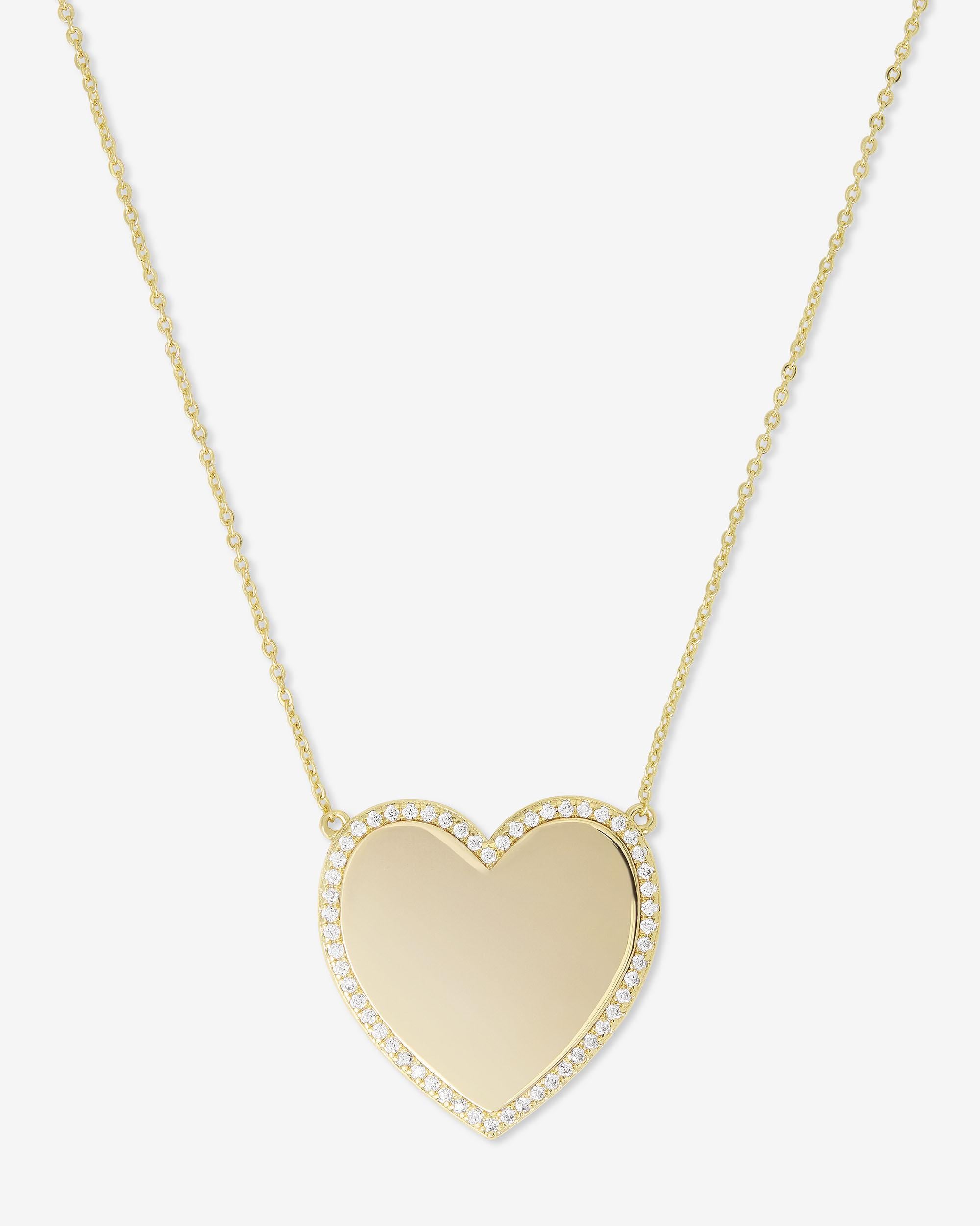 XL You Have My Heart Pavé Necklace - Gold|White Diamondettes