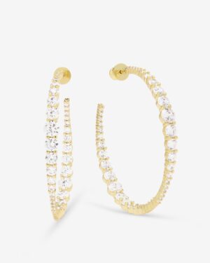 "Oh She Fancy" Graduated Hoops 2" - Gold|White Diamondettes
