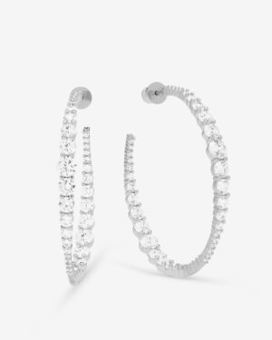 "Oh She Fancy" Graduated Hoops 2" - Silver|White Diamondettes