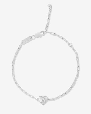 Baby Love Letters Heart Bracelet - Silver|White Diamondettes