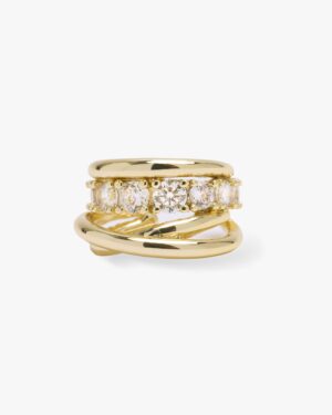"Oh She Fancy" Layered Diamond Ear Cuff - Gold|White Diamondettes