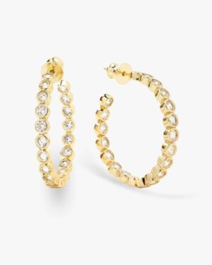 Baroness Hoops 1.25" - Gold|White Diamondettes