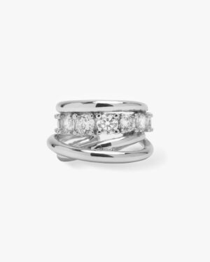"Oh She Fancy" Layered Diamond Ear Cuff - Silver|White Diamondettes