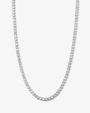 Baroness Tennis Necklace - Silver|White Diamondettes