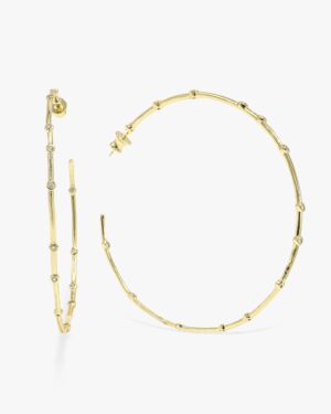Big Ass Hoops 3" - Gold|White Diamondettes
