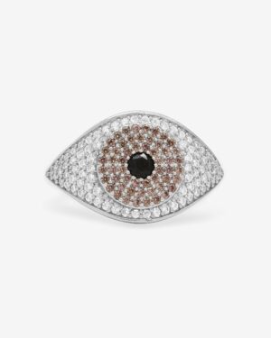 Black Evil Eye Ring - Silver|Black Diamondettes
