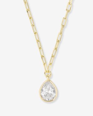 Drop of Perfection Necklace - Gold|White Diamondettes