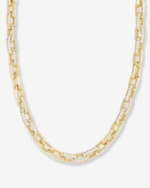 Frankie Pavé Chain Necklace - Gold|White Diamondettes