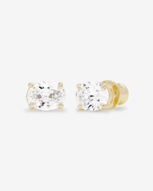 Hello Gorgeous 8mm Studs - Gold|White Diamondettes