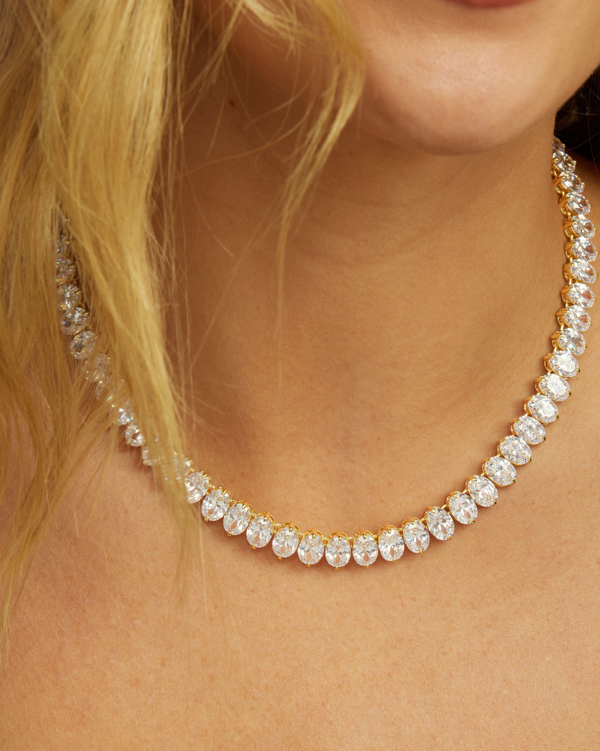 Hello Gorgeous Tennis Necklace - Gold|White Diamondettes