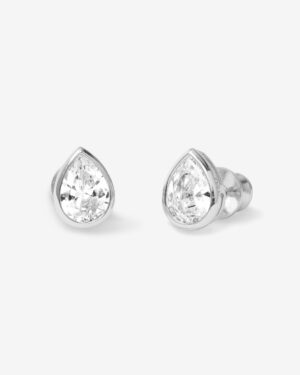 Isla 8mm Studs - Silver|White Diamondettes