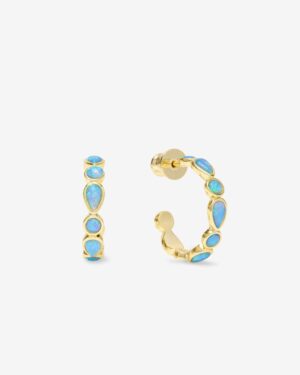 Isla Hoops .75" - Gold|Blue Opal