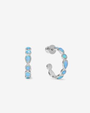 Isla Hoops .75" - Silver|Blue Opal