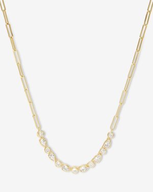 Isla Samantha Tennis Necklace - Gold|White Diamondettes