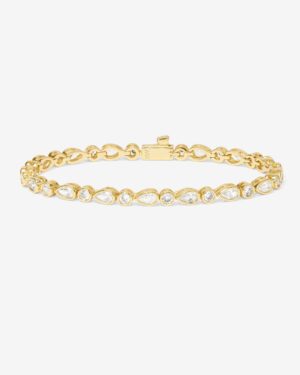 Isla Tennis Bracelet - Gold|White Diamondettes