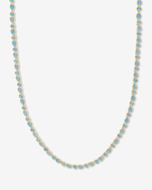 Isla Tennis Necklace - Gold|Blue Opal