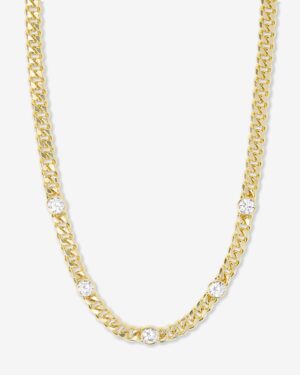 Julian 5 Diamond Necklace - Gold|White Diamondettes