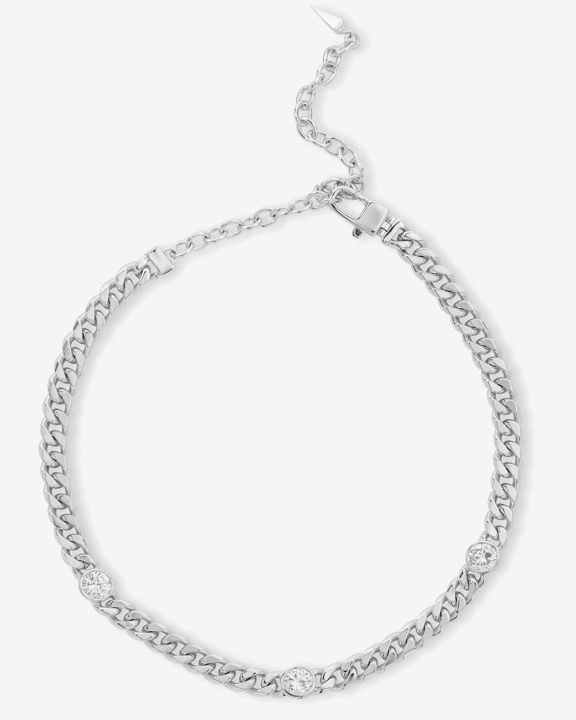 Julian Triple Diamond Choker - Silver|White Diamondettes
