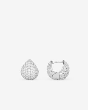 Lil' Norah Pave Earrings - Silver|White Diamondettes
